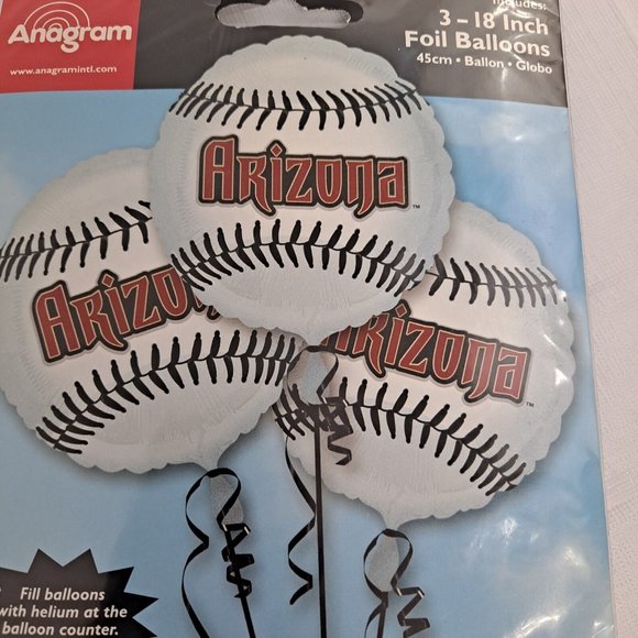 MLB Arizona Foil Balloons baseball Three Pack 18 In - Picture 2 of 7